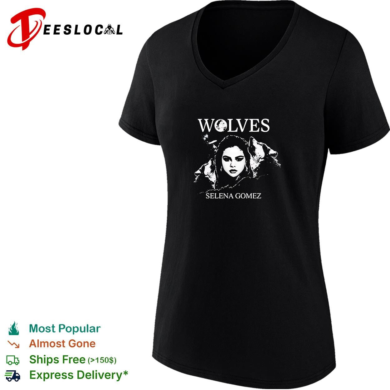 Female artist wolves portrait moon art shirt