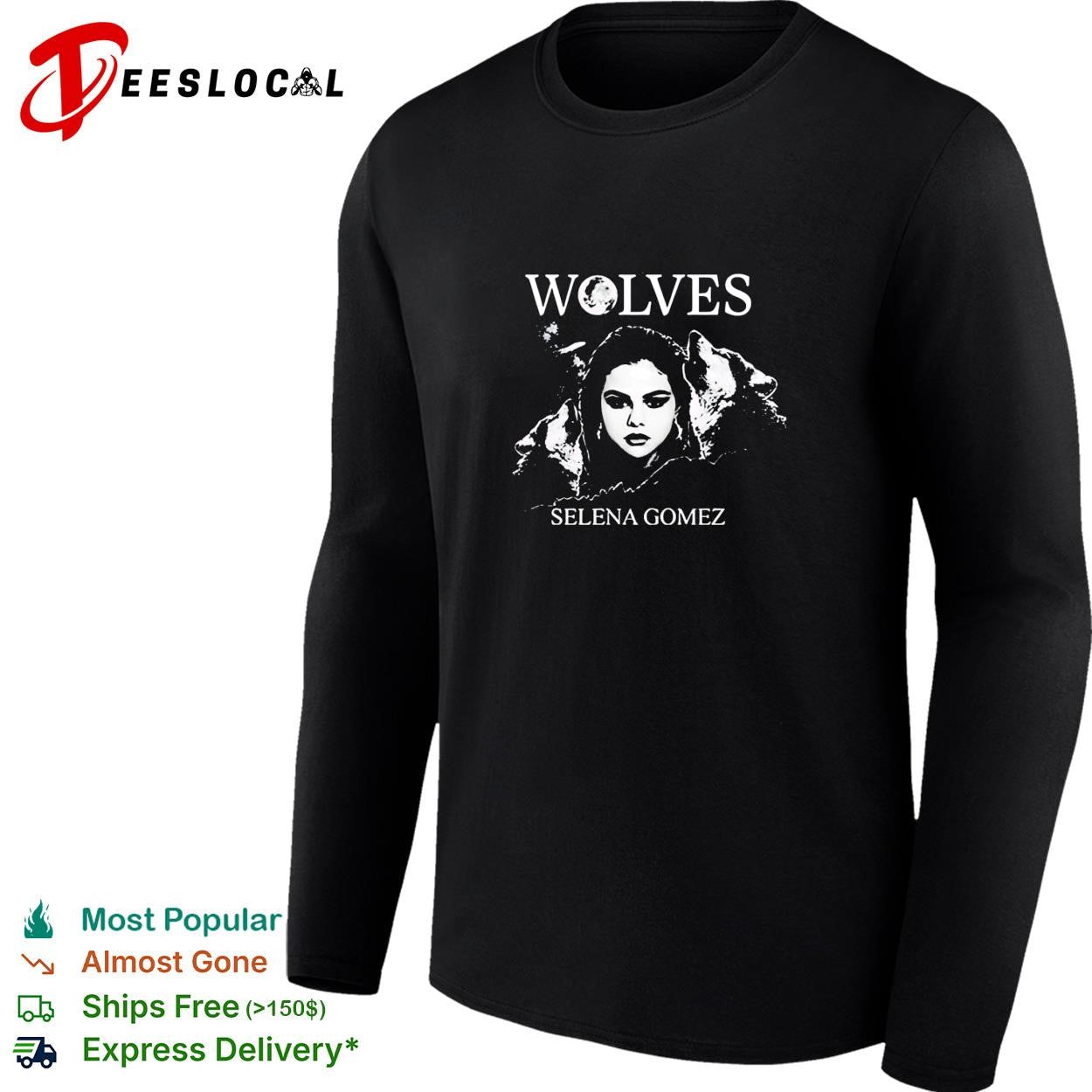 Female artist wolves portrait moon art shirt