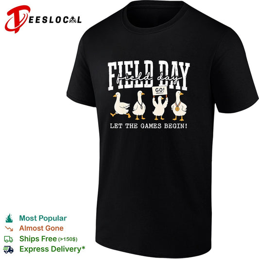 Field Day geese go let the games begin school event cartoon art shirt