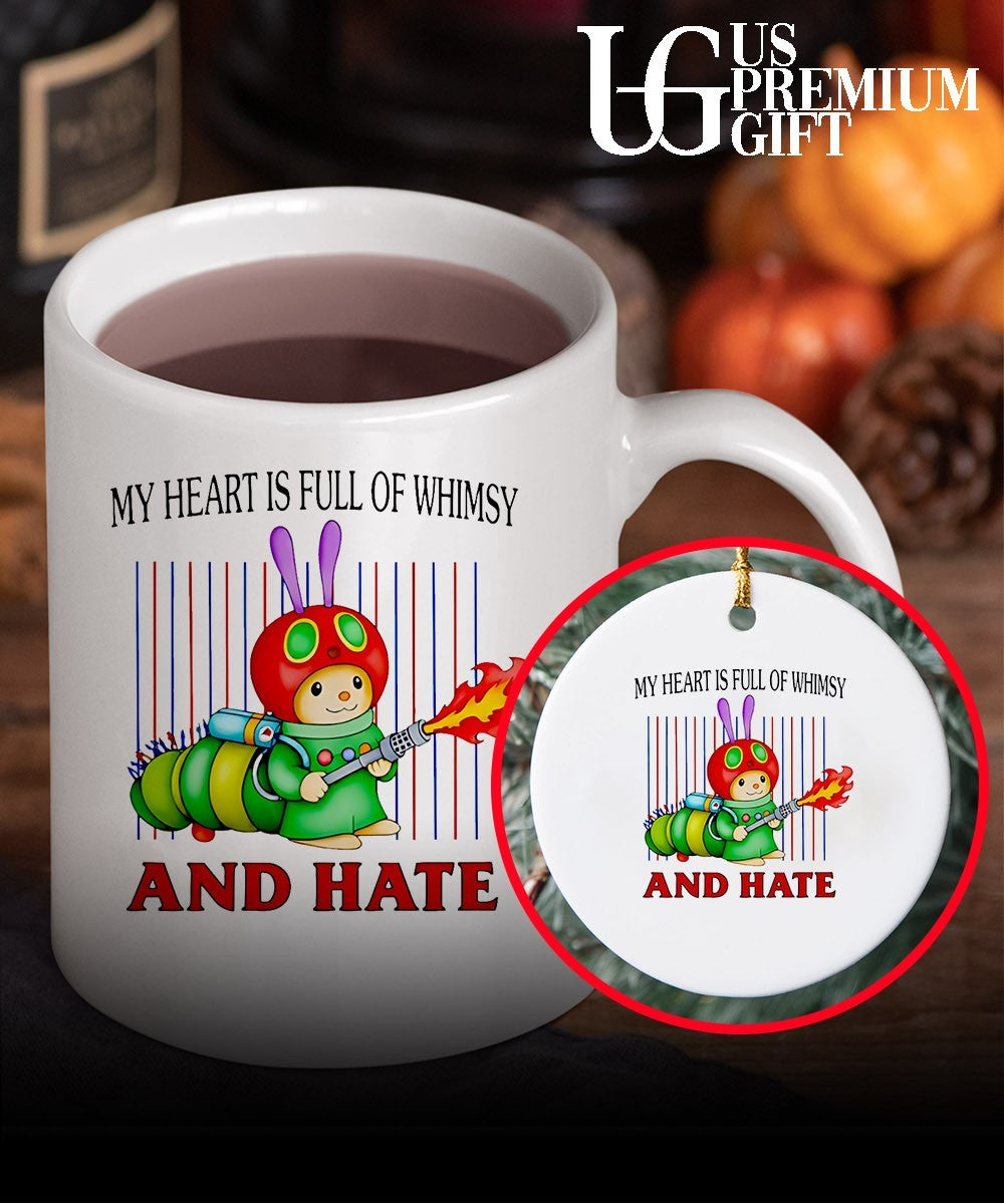 Fire breathing caterpillar my heart is full of whimsy and hate shirt