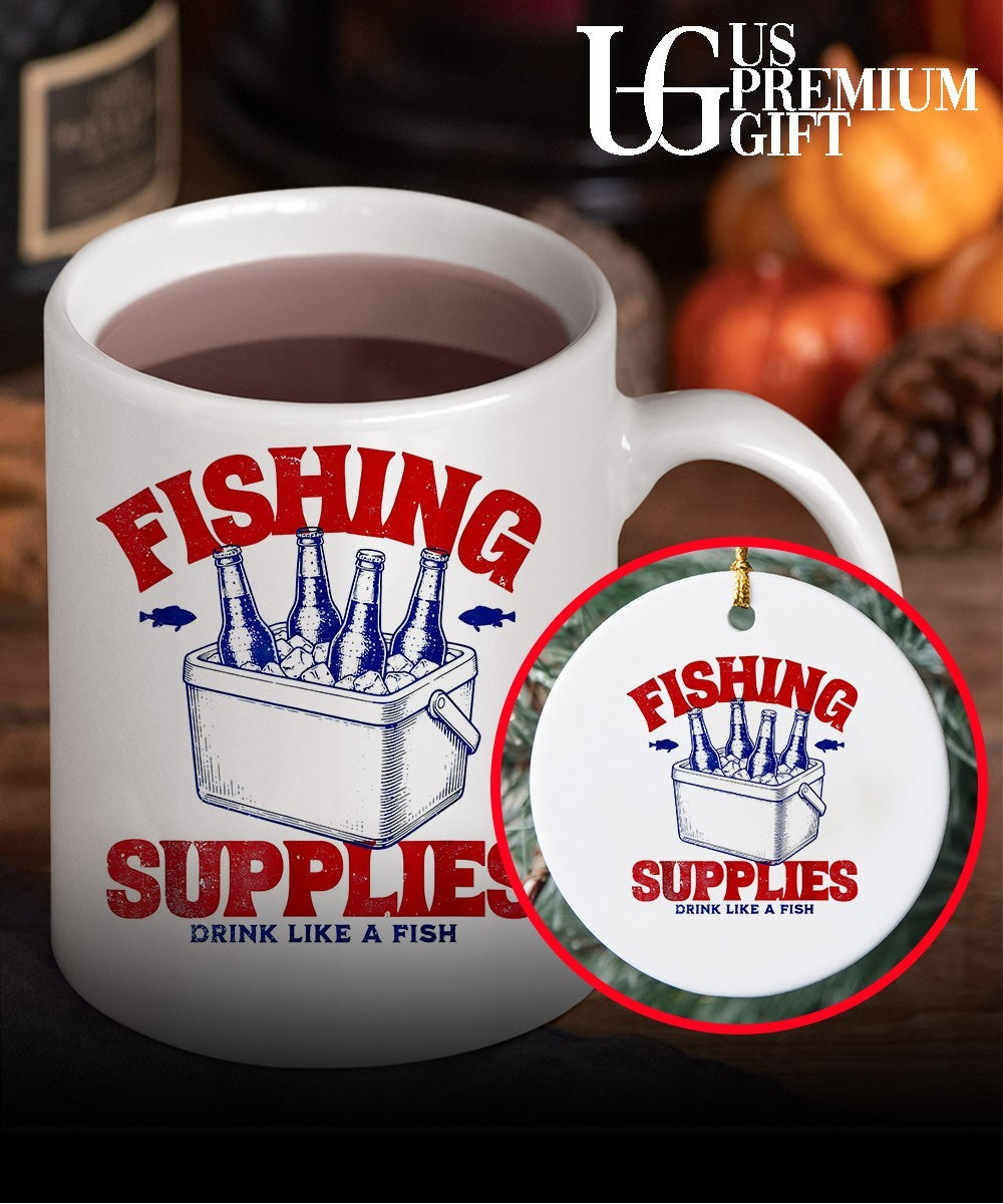 Fishing supplies drink like a fish shirt