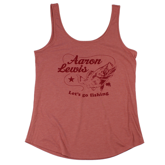 Aaron Lewis Lets Go Fishing Womens Tank Top Shirt Blush Frost