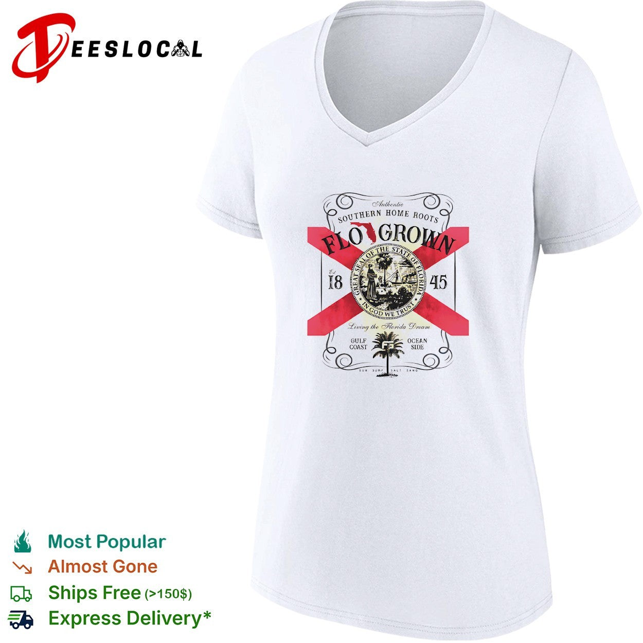 Flo Grown southern home roots Florida seal gulf coast ocean side shirt