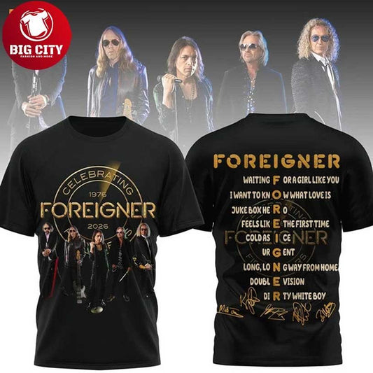 Foreigner Celebrating 2026 Signature Two Sided Shirt