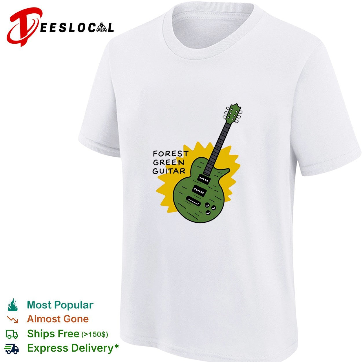 Forest green guitar vintage shirt