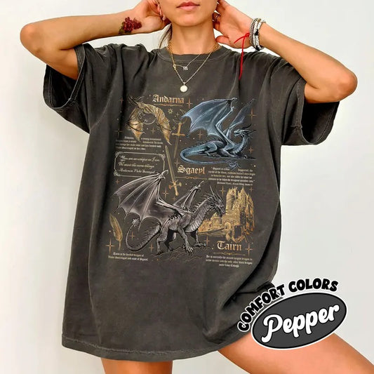 Fourth Wing Dragon Comfort Colors Shirt, Tairn & Andarna Dragon TShirt, Basgiath War College Tee, Dragon Rider Shirt