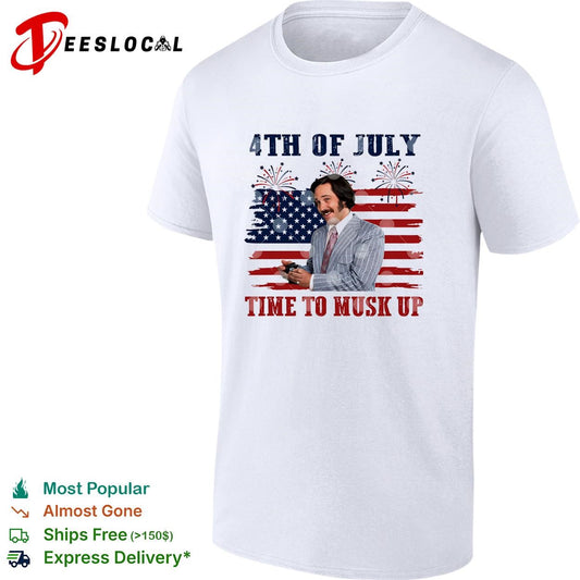 Fourth of July time to musk up tech billionaire parody USA flag fireworks shirt