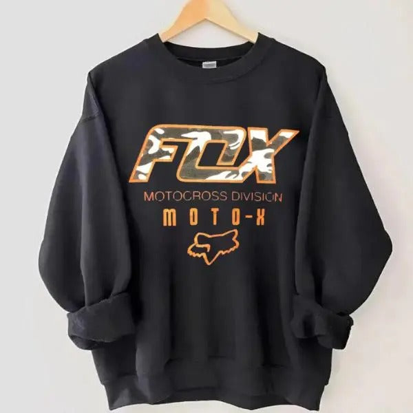 Fox Racing Camouflage Spellout Logo Sweatshirt T-shirt Hoodie, Fox Racing Unisex Cotton Shirt, Road Dirt Bike Tee, Perfect for Moto Fans Top Unisex