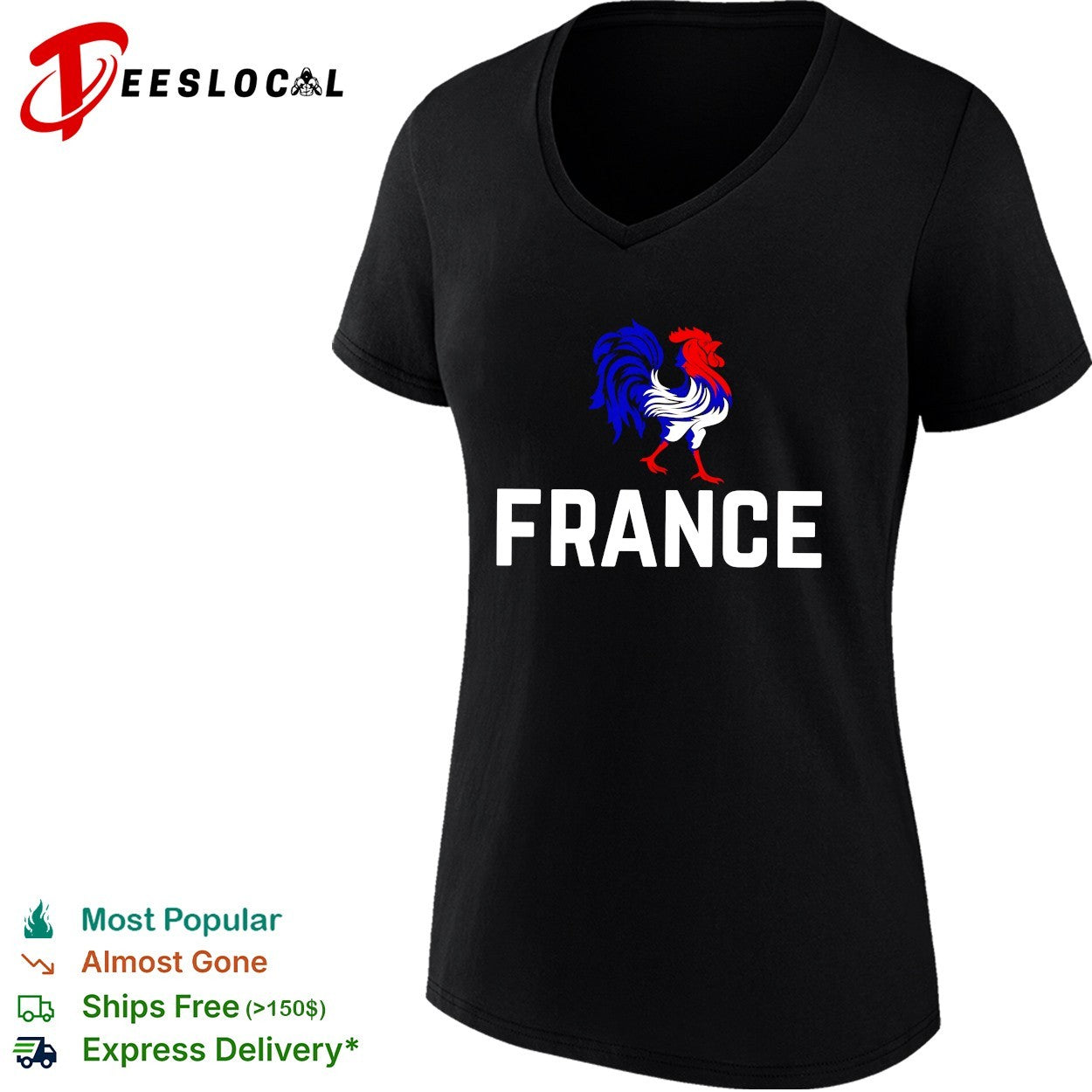 France rooster mascot strutting shirt