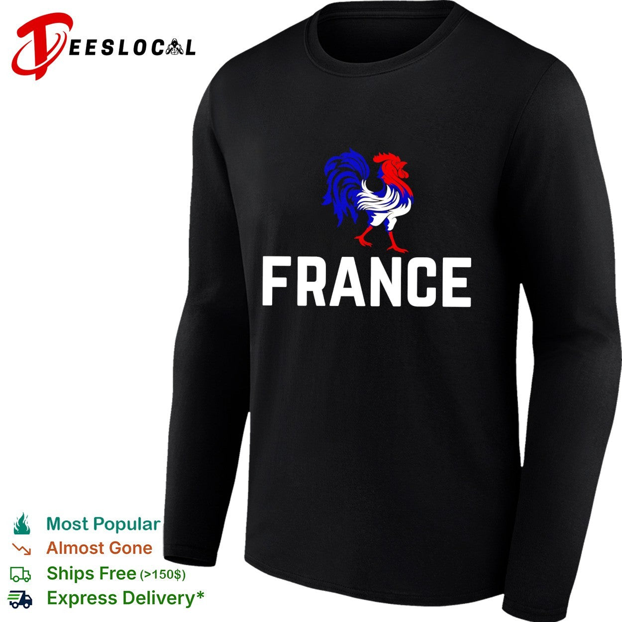 France rooster mascot strutting shirt