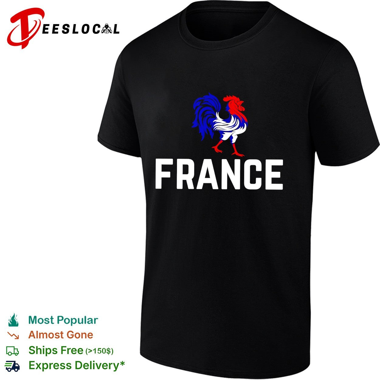 France rooster mascot strutting shirt