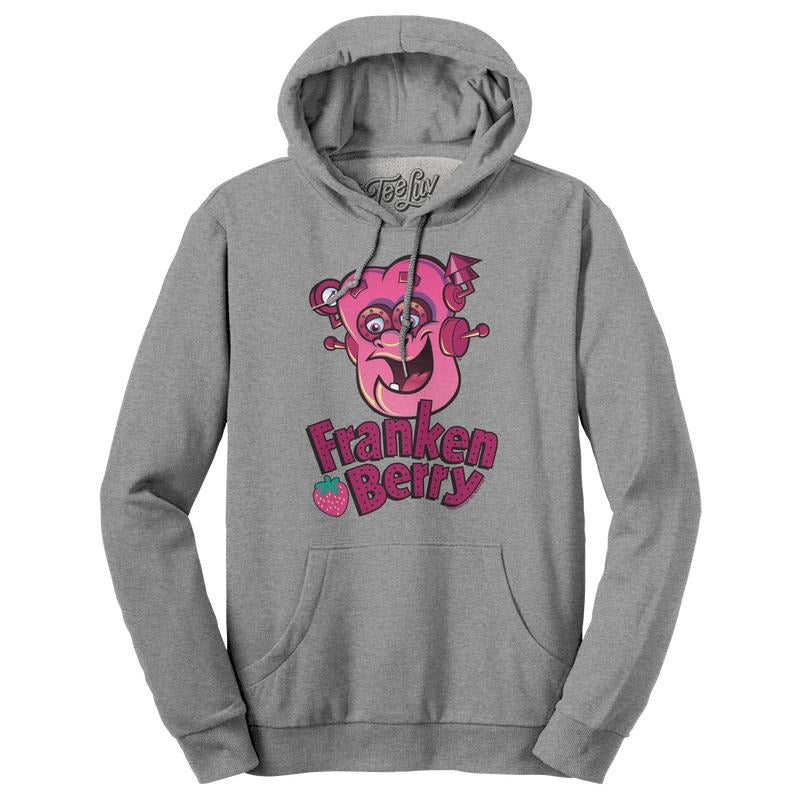 Franken Berry Monster Cereal Mascot Hooded Sweatshirt - Oxford Gray