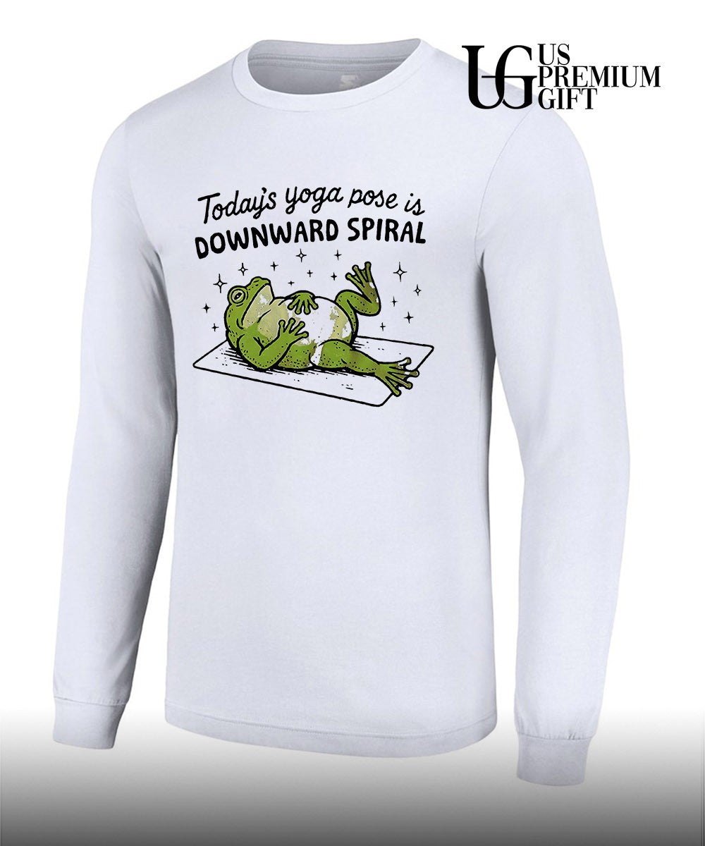 Frog Today’s yoga pose is downward spiral shirt