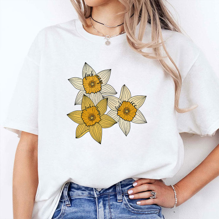 Fuck MAGA Fuck Trump Fuck ICE Yellow Daffodil Trio Shirt