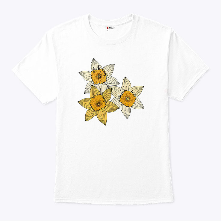 Fuck MAGA Fuck Trump Fuck ICE Yellow Daffodil Trio Shirt