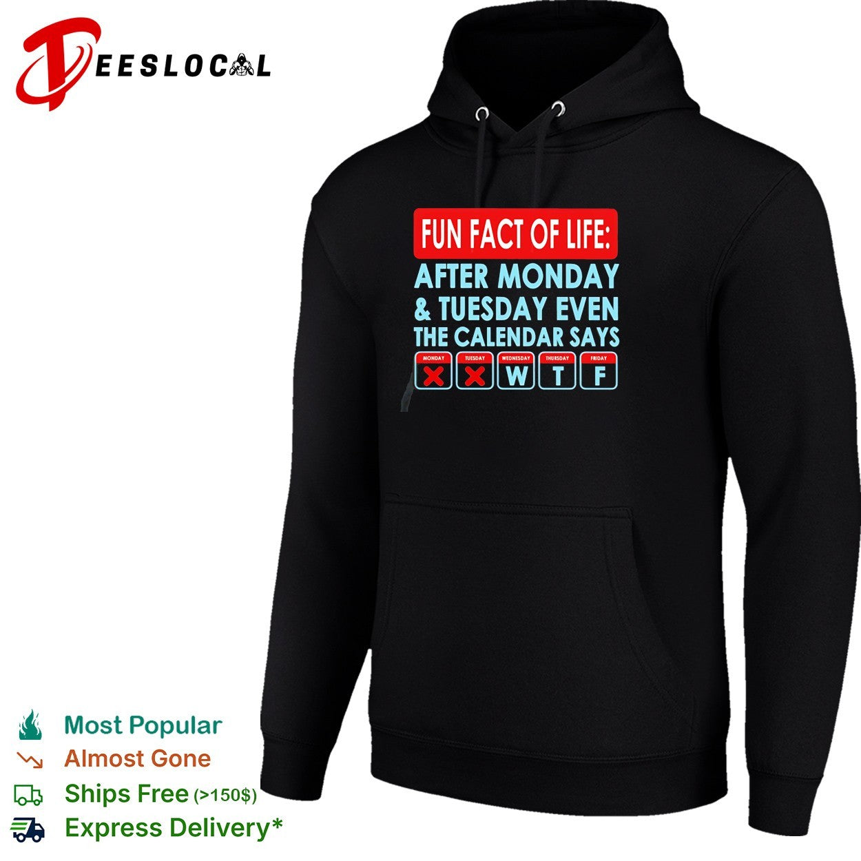 Fun fact of life calendar says WTF shirt