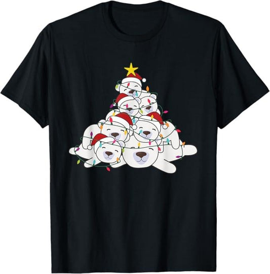 Funny Christmas Shirt, Christmas Gift, Polar Bear Christmas Tree Funny Animal Christmas Polar Bears T-Shirt - Menswear Top
