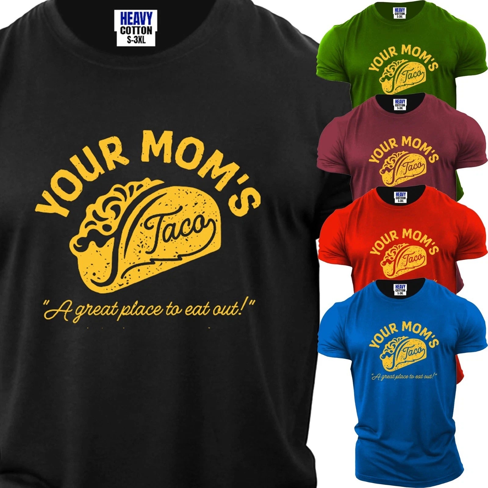 Funny Your Mom's Men's Graphic Novelty T-Shirt Fast Food USA Restaurant Gift Tee