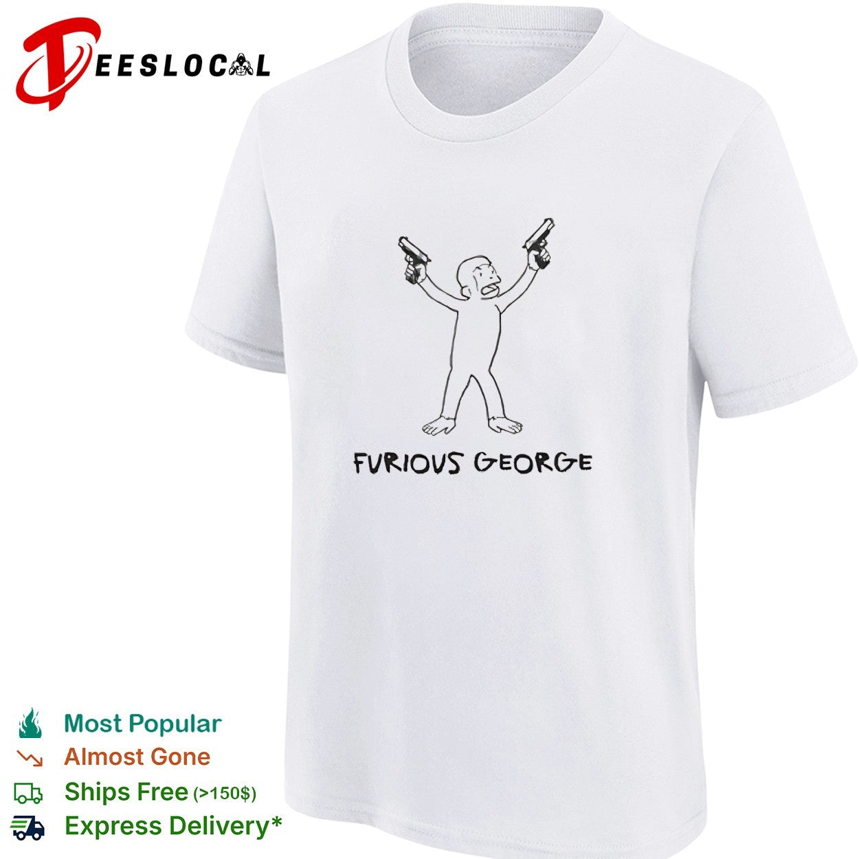 Furious George monkey holding guns shirt