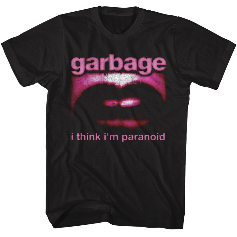 Garbage - Paranoid Mouth - American Classics - Solid Black Adult Short Sleeve T-Shirt