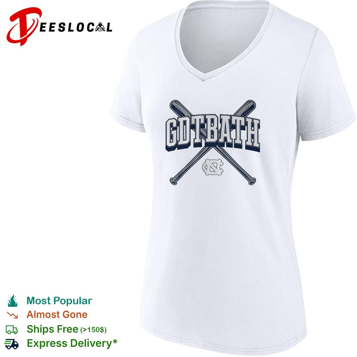 GDTBATH North Carolina Tar Heels crossed bats fan slogan shirt