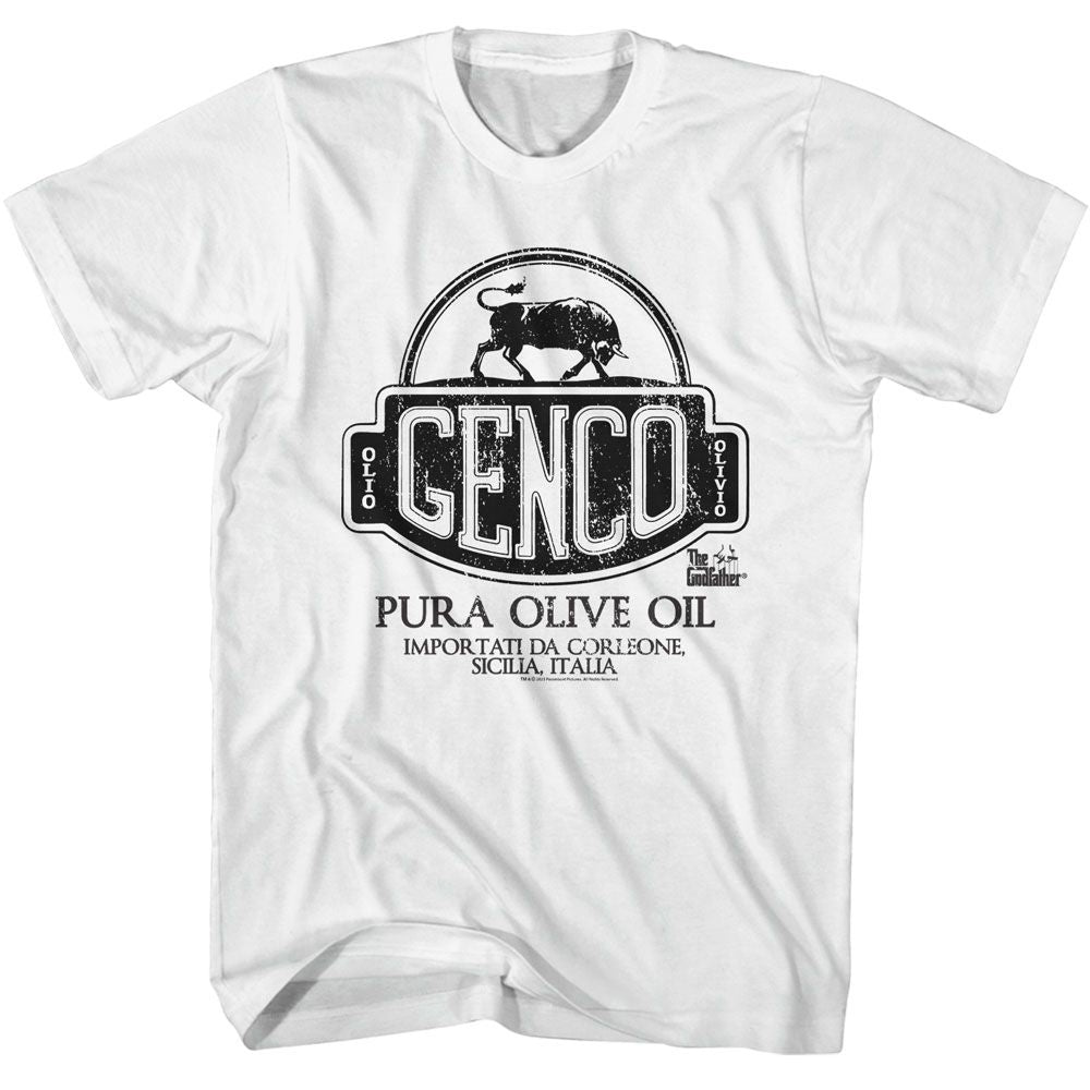 The Godfather - Genco Pura Olive Oil - American Classics - Solid White Adult Short Sleeve T-Shirt (Image 1)