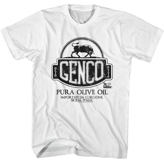 The Godfather - Genco Pura Olive Oil - American Classics - Solid White Adult Short Sleeve T-Shirt (Image 1)