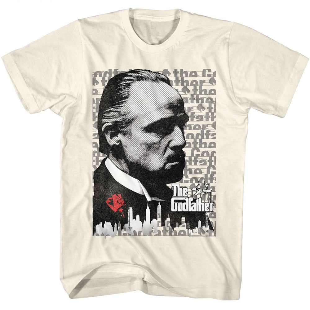 The Godfather - Gf Text Background - American Classics - Solid Off-White Adult Short Sleeve T-Shirt (Image 1)