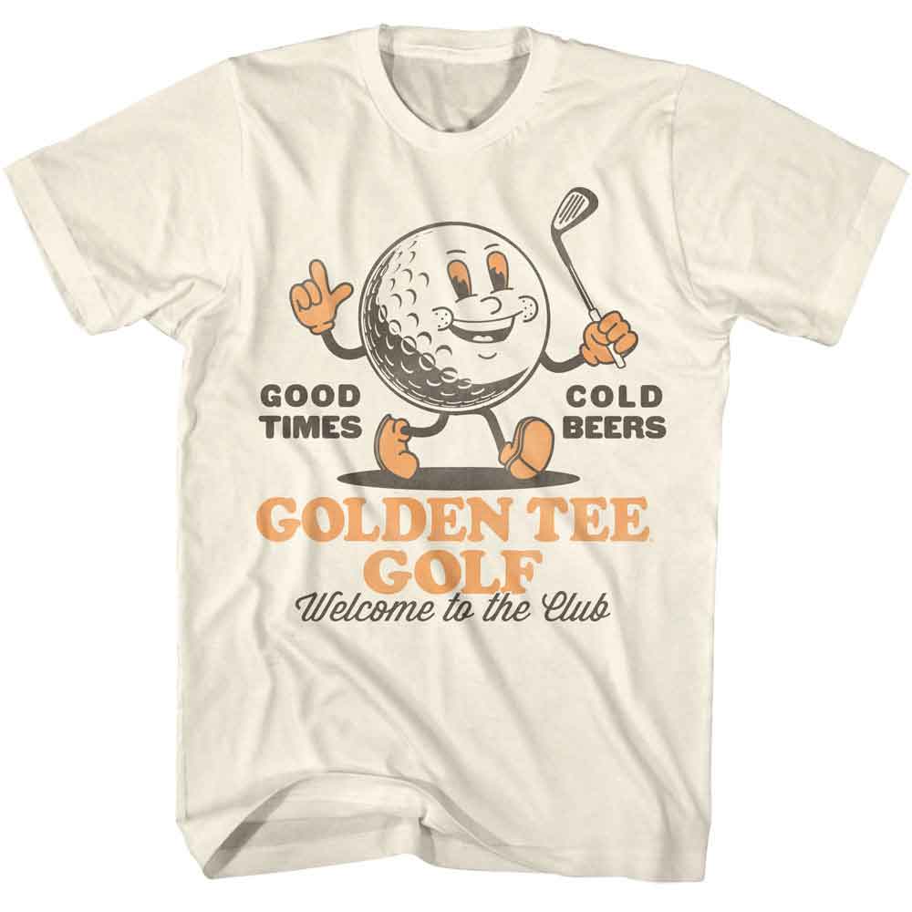 Golden Tee - Golf Ball Cartoon - American Classics - Solid Off-White Adult Short Sleeve T-Shirt