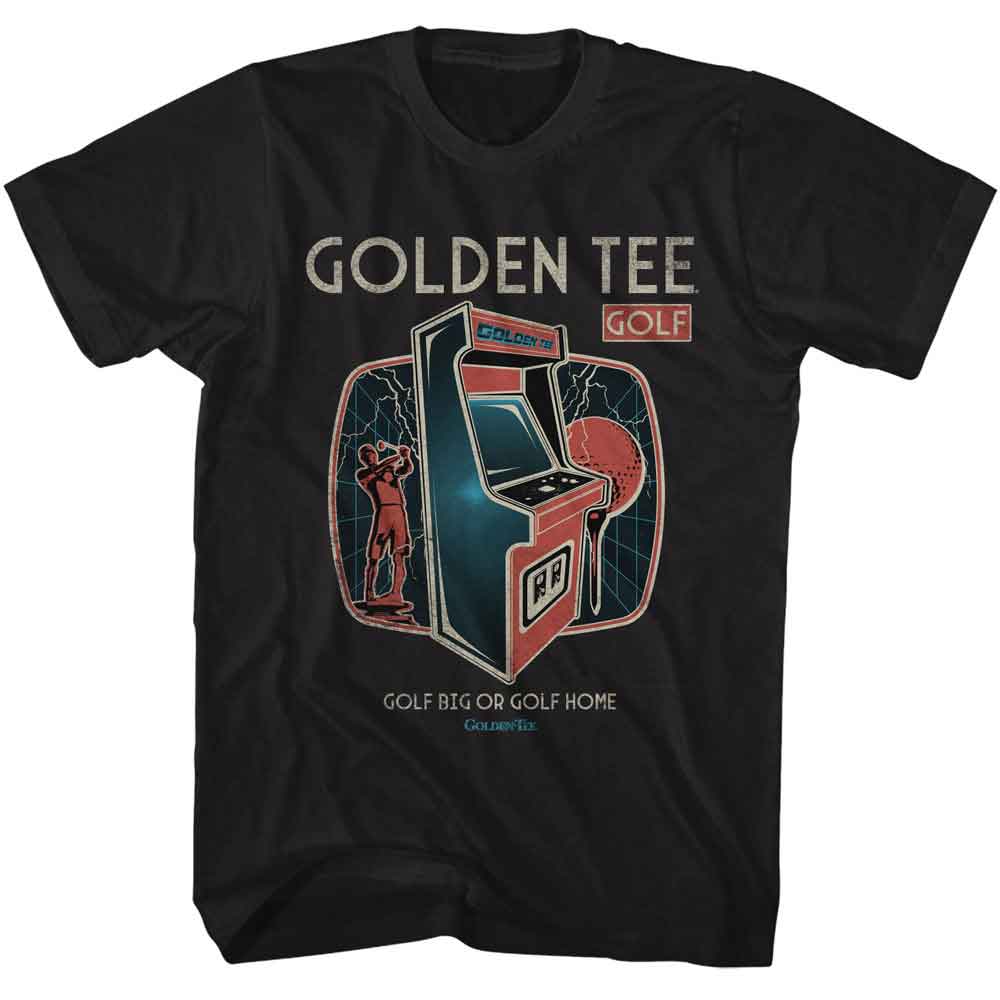 Golden Tee - Golf Big Or Go Home - American Classics - Black Solid Adult Short Sleeve T-Shirt
