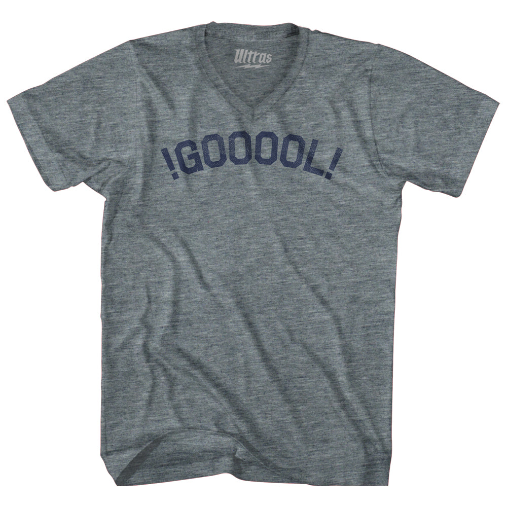 !GOOOOL! Soccer Adult Tri-Blend V-neck T-shirt