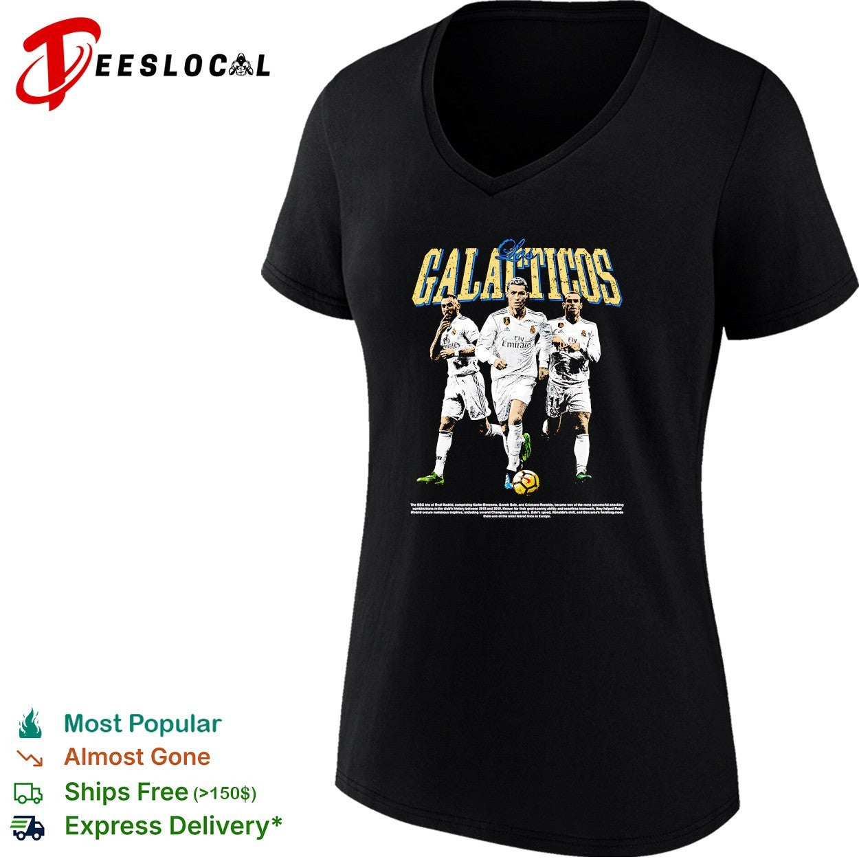 Galacticos Real Madrid Benzema Ronaldo Bale portrait shirt