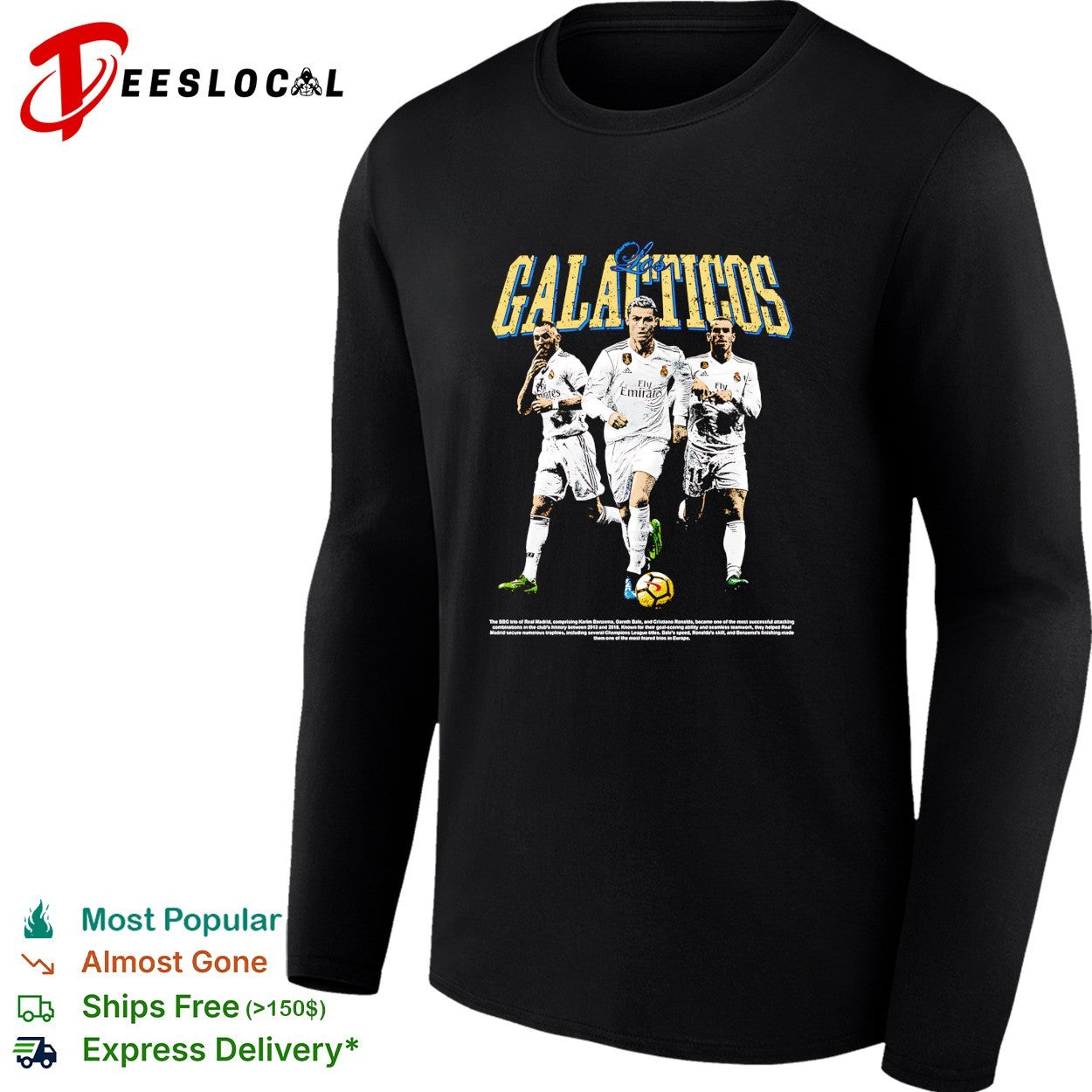 Galacticos Real Madrid Benzema Ronaldo Bale portrait shirt