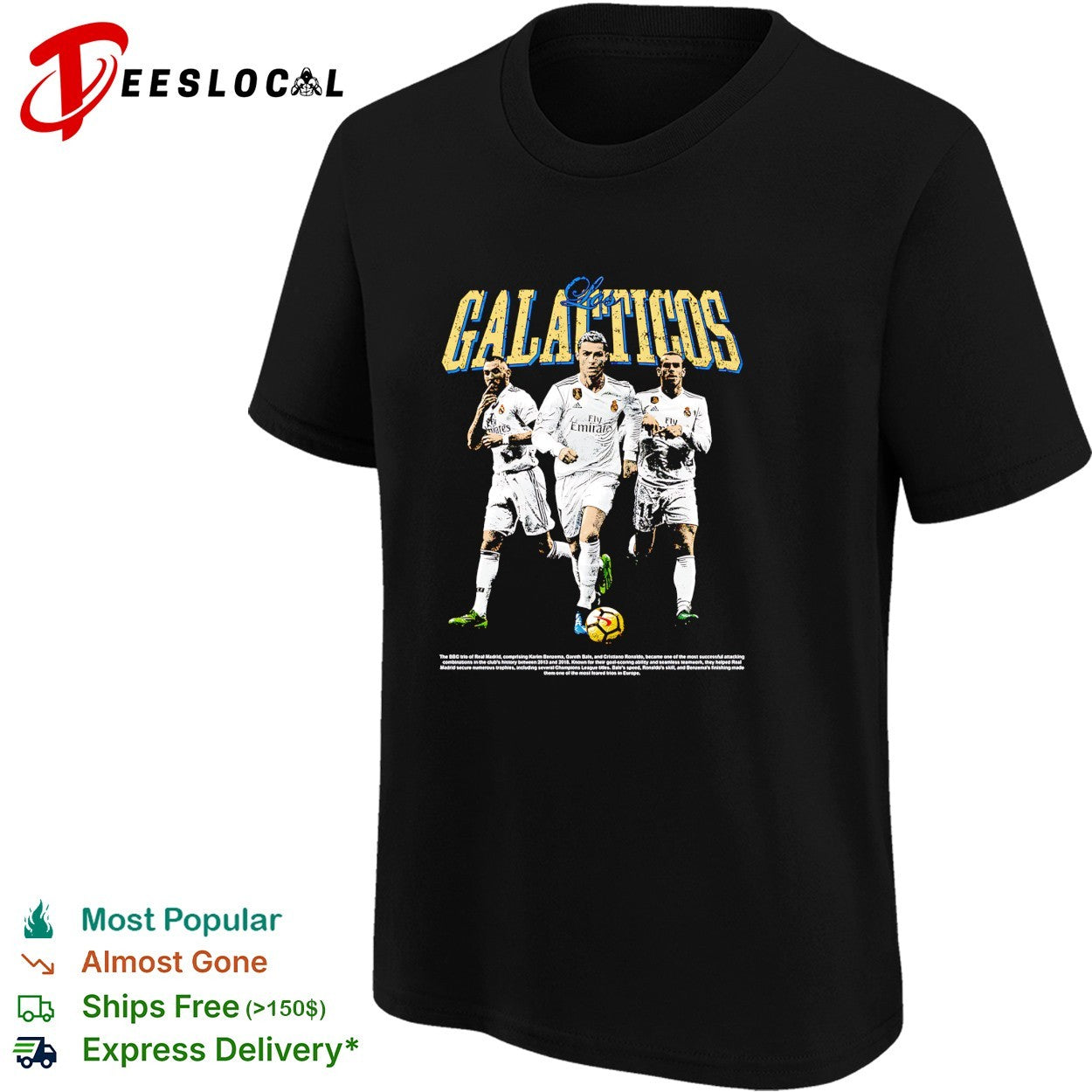 Galacticos Real Madrid Benzema Ronaldo Bale portrait shirt