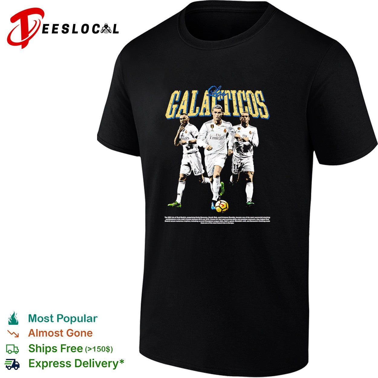 Galacticos Real Madrid Benzema Ronaldo Bale portrait shirt