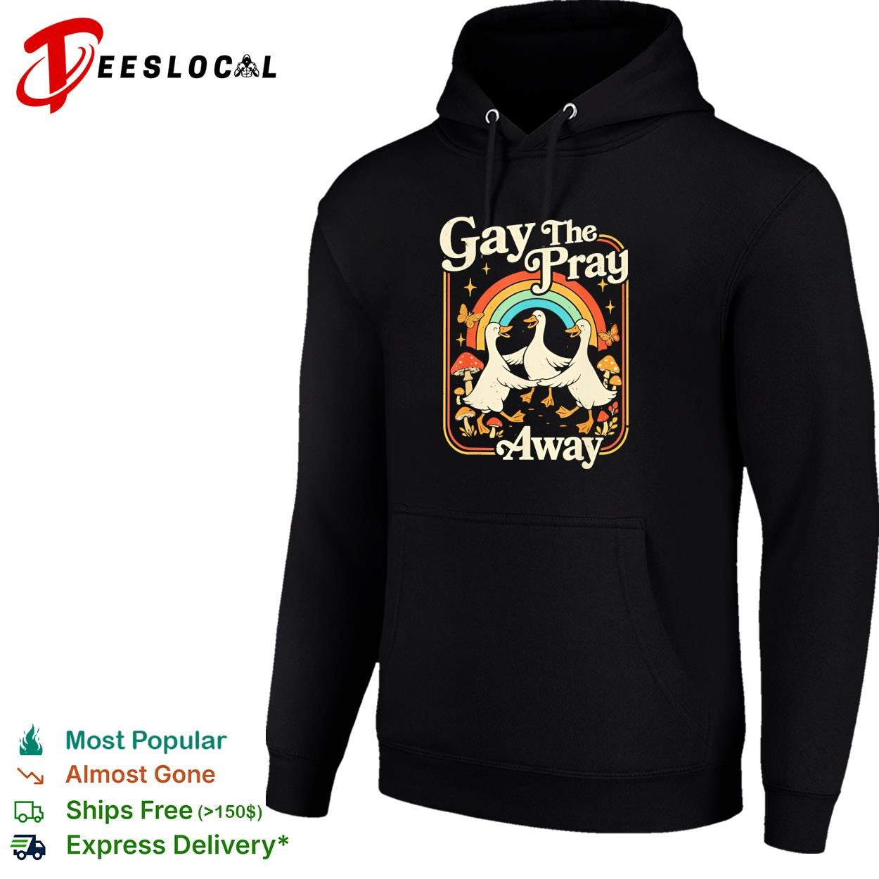 Gay the pray away three ducks under rainbow mushrooms LGBTQ vintage shirt