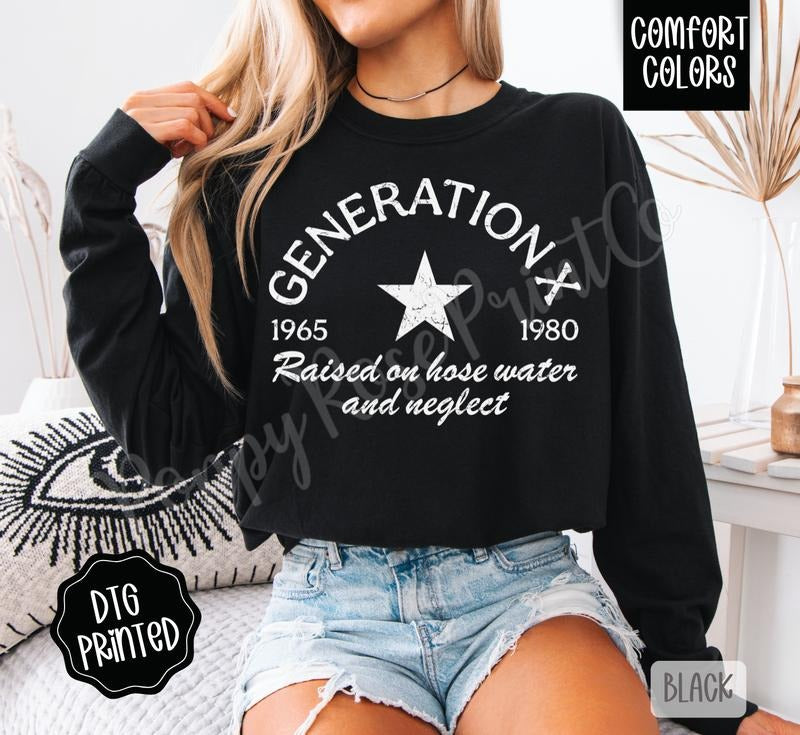 Gen X Comfort Colors Long Sleeve T-Shirt, Cute Women's Graphic Tee