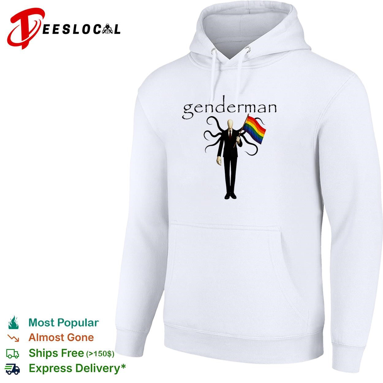 Genderman holding LGBT flag gay shirt