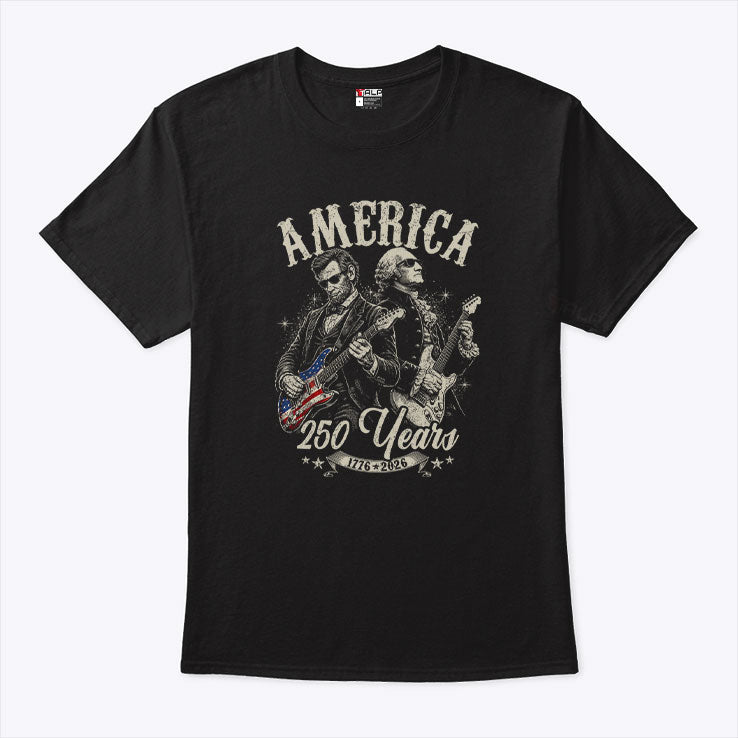 George Washington Lincoln Playing Guitar 250 Years Shirt