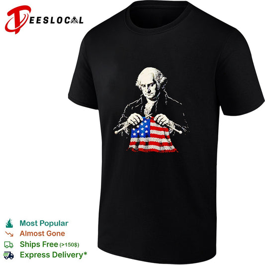 George Washington knitting American flag patriotic artwork shirt
