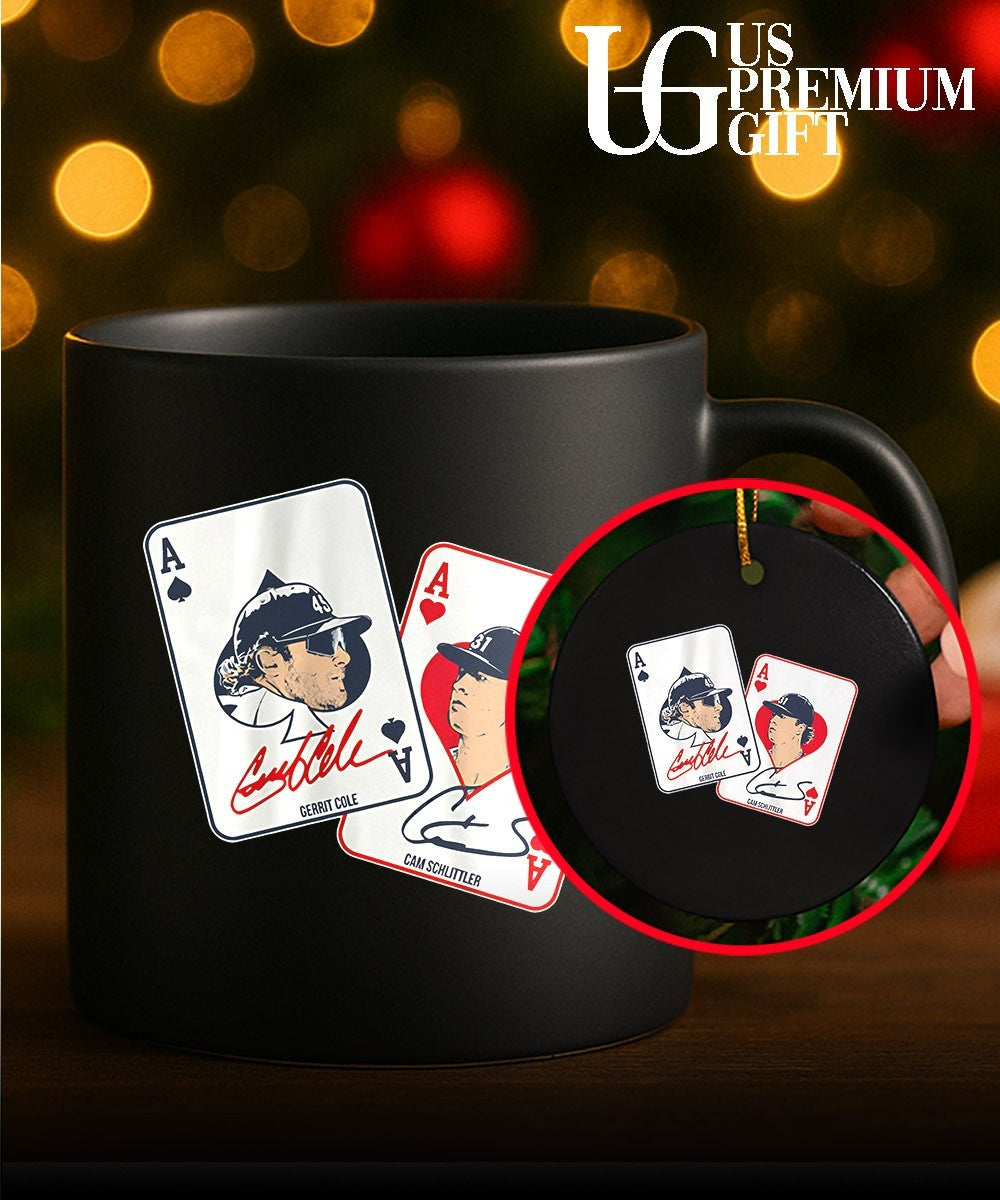 Gerrit Cole and Cam Schlittler New York Yankees MLB Aces playing card signature shirt