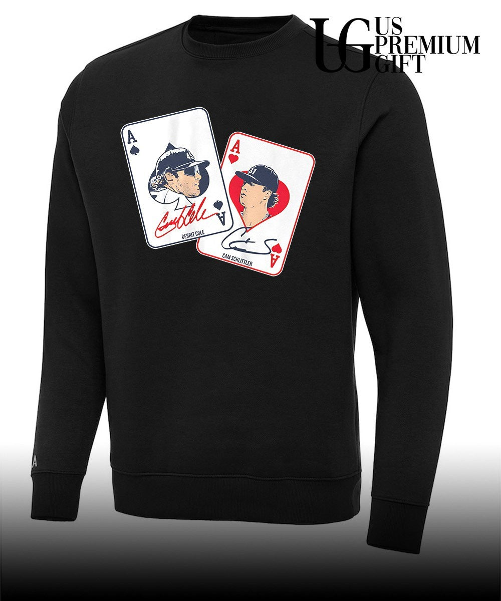 Gerrit Cole and Cam Schlittler New York Yankees MLB Aces playing card signature shirt