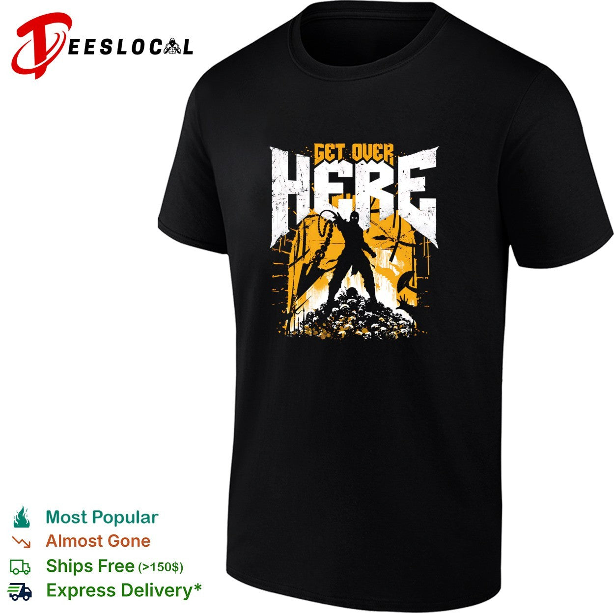Get Over Here Slayer Scorpion from Mortal Kombat in the style of Doom shirt