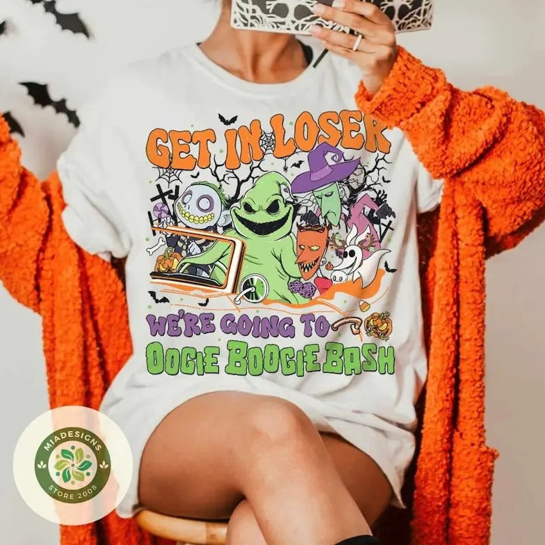 Get in Loser We're going to Oogie Boogie Bash shirt, Oogie Boogie man Lock Shock Barrel land Halloween party shirt, Family Group Tee