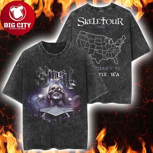 Ghost Skeletour 2026 Seattle Ritual Exclusive At Climate Pledge Arena On February 15 2026 Vintage Two Sided Shirt