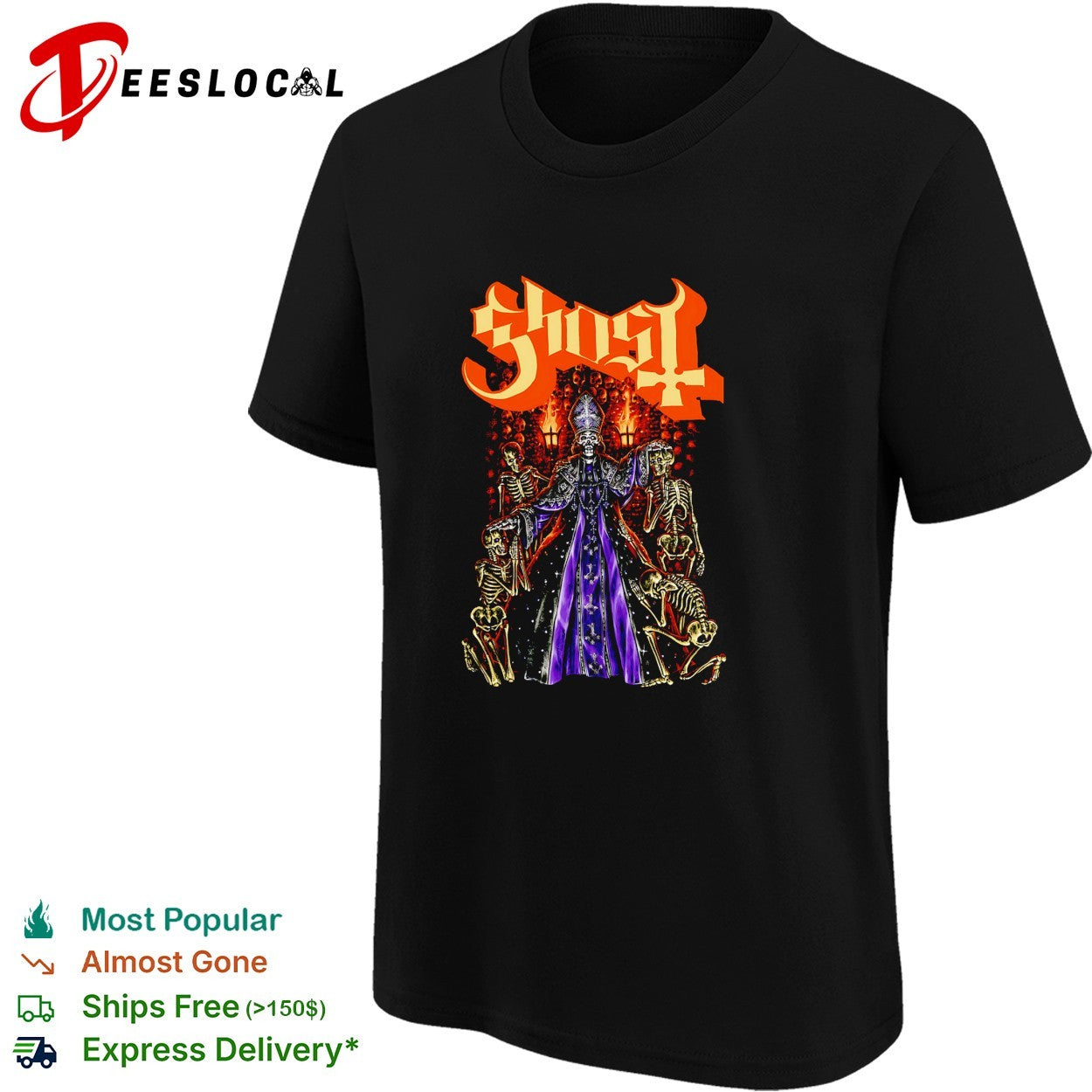 Ghost band skeleton nuns candlelight shirt