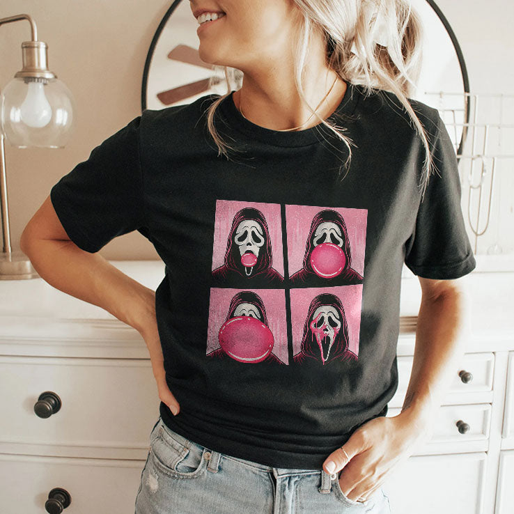 Ghostface Bubble Pink Gum Halloween Shirt