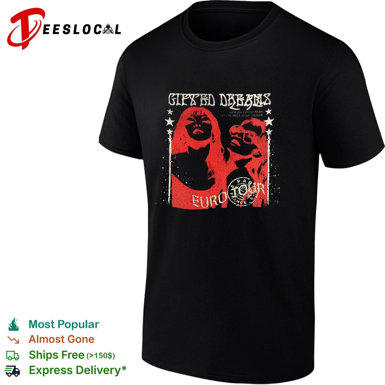 Gifted Dreams Euro Tour London Paris Milan Berlin Ibiza Rome Prague Paris France shirt