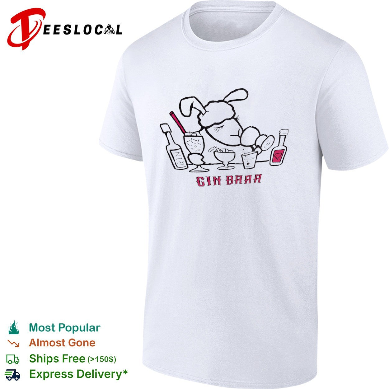 Gin Baaa Sheep Drinking Cocktails shirt