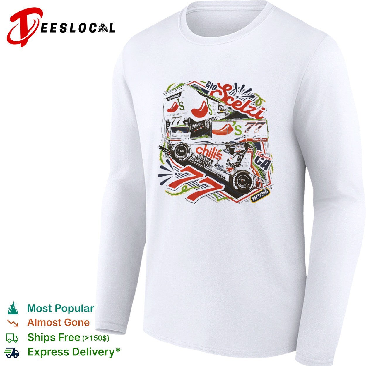 Gio Scelzi Chili s 77 Spire Motorsports Fresno CA Sprint Car Racing Graphic shirt